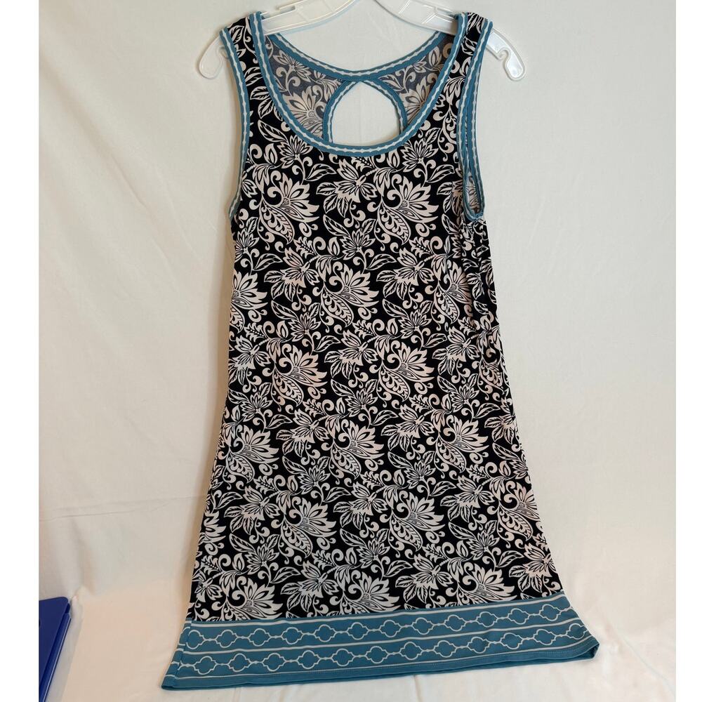 Max Studio Sleeveless Dress Black/White/Blue SIze‎ MEDIUM